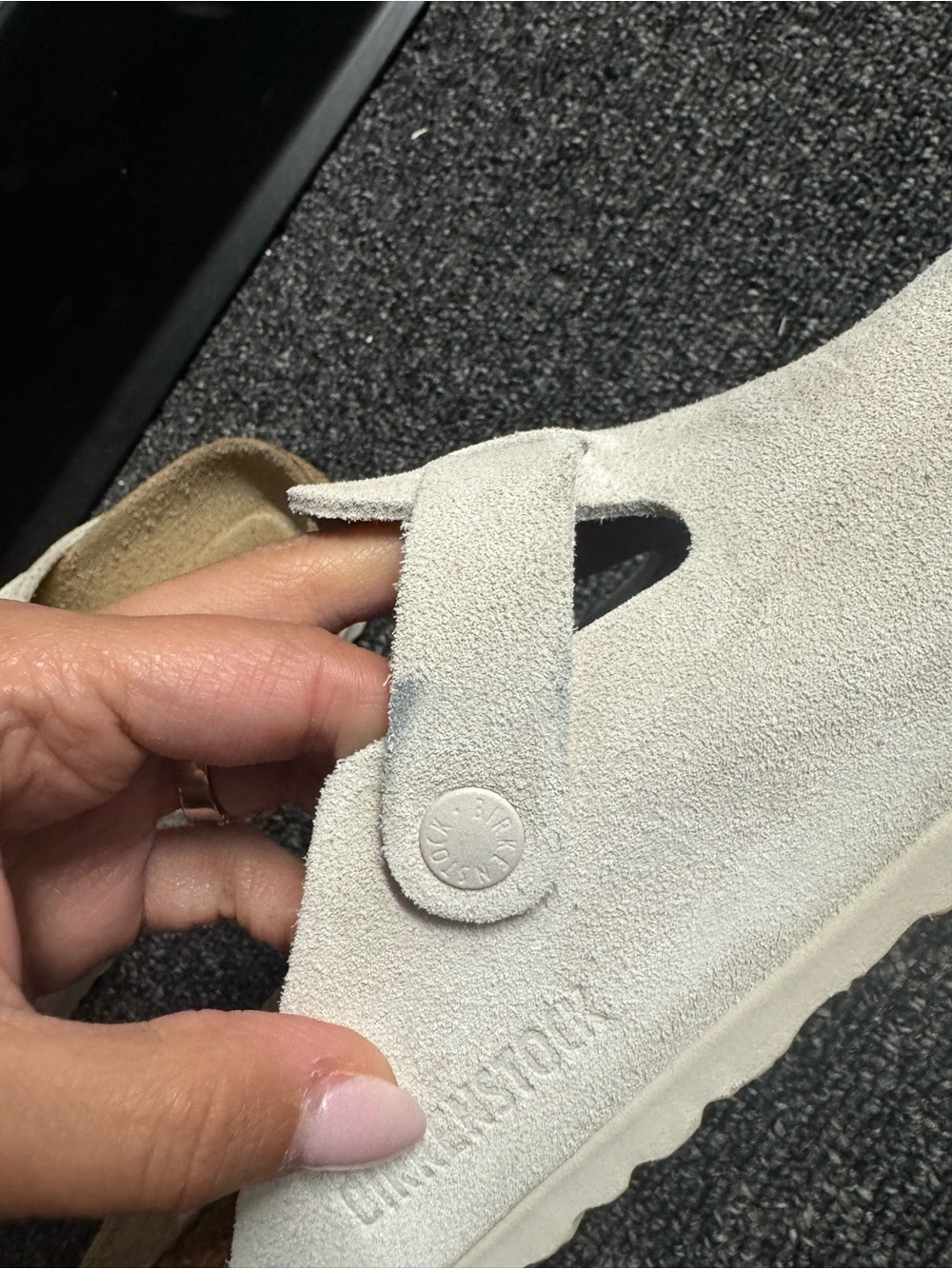 Birkenstock Cream Suede Boston Clogs - Picture 5 of 15